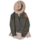 A US State Park Rangers uniform State of California, comprising tan "Smokey the Bear" hat; green Ike