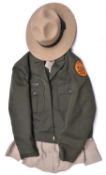 A US State Park Rangers uniform State of California, comprising tan "Smokey the Bear" hat; green Ike