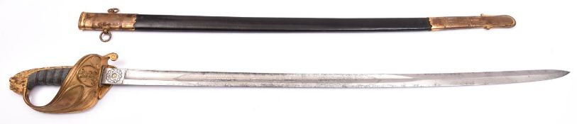 A good scarce mid 19th century naval officer?s sword of the Royal Dockyard Battalion, by Henry