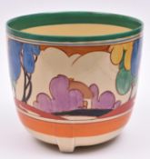 A Clarice Cliff Fantasque Bizarre large hand painted jardiniere. Stamped for Newport Pottery,