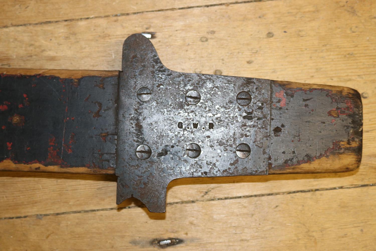 A Great Western Railway track measuring gauge. Black painted pine bar, designed for standard gauge - Image 3 of 3