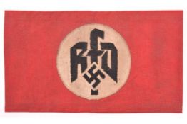 A Third Reich cloth armband, with applied black on white disc with swastika and "RFD" logo. GC £20-