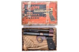 A post 1958 .177" Webley Junior air pistol, batch number 1242. GWO & clean condition, retaining