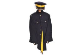 The blue dress uniform of Maj Henry Tufnell, Sussex Yeomanry, c 1939, comprising peaked cap with