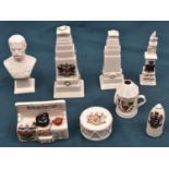 8 pieces of crested etc china, comprising: Lord Kitchener, Drum, Birmingham; Keep the home fires