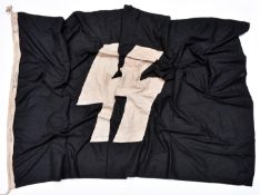 A Third Reich SS flag, black cloth with white runes, 85 x 150mm, edge stamped "Einsatzgruppe -