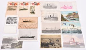 16x shipping related postcards. Including; Union-Castle Line Royal mail Steamer, SS Dover Castle, SS