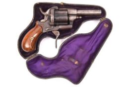 A Belgian 6 shot 7mm solid closed frame double action pinfire revolver, round barrel 2½", Liege