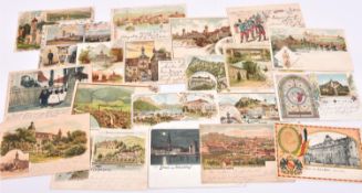 50x postcards with European, mainly German themes. Including; Dusseldorf, Graz, Heidelberg,