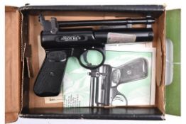 A .177" Webley Junior Mark II air pistol, batch number 494, with black lacquered finish, stick on