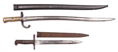 A French 1866 Chassepot type bayonet, the only markings being a serial number (3763) on the