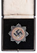 A Third Reich German Cross in gold, pin stamped with "1", in its case of issue. GC £150-180