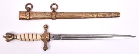 A Third Reich Naval officer's dagger, by E & F Horster, Solingen, the blade etched with fouled