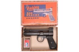 A post war pre 1958 .177" Webley Junior air pistol, batch number 221, with adjustable rearsight, GWO