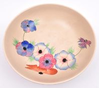 A Clarice Cliff large raised centre bowl. Stamped for Newport Pottery, England. Diameter approx