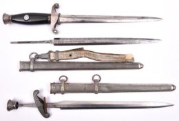 Third Reich dagger parts etc, comprising: 2 Army officers' dagger sheaths (one lacking its lower