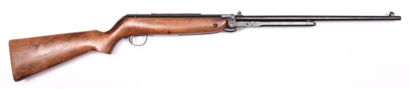 A .22" late model Webley Mark III underlever air rifle, number A2278, the walnut stock with "Webley"