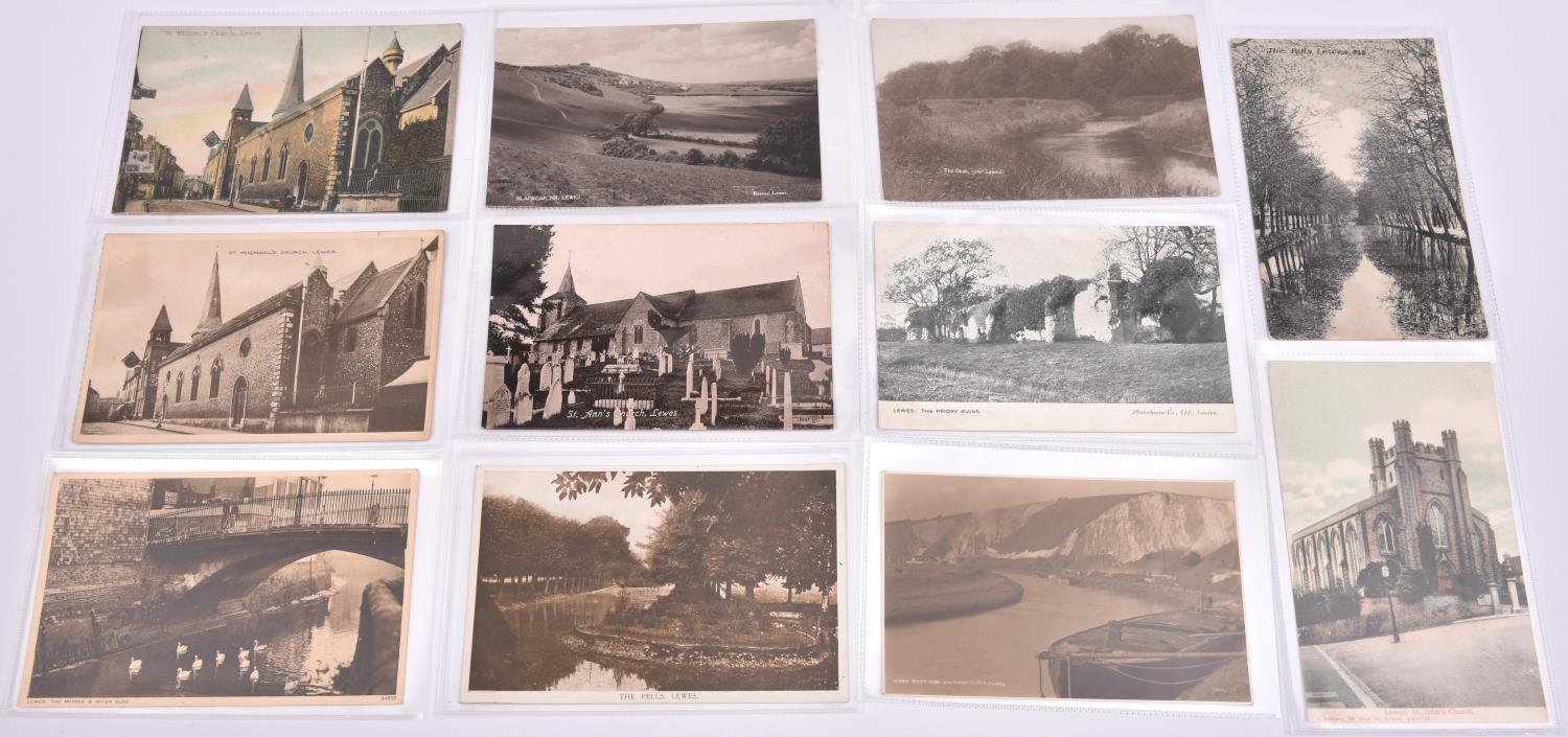 11x postcards of Lewes, East Sussex. Including; River Ouse and Chalk Cliffs, Lewes. The Bridge &