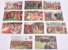 11x postcards of Oxford Pageant by Raphael Tuck & Sons. Including; St. Scholastica's Day, Funeral of