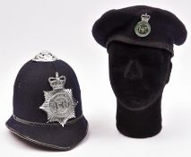 A Metropolitan Police helmet c 1969, chromed mounts; also a Royal Parks Constabulary security search