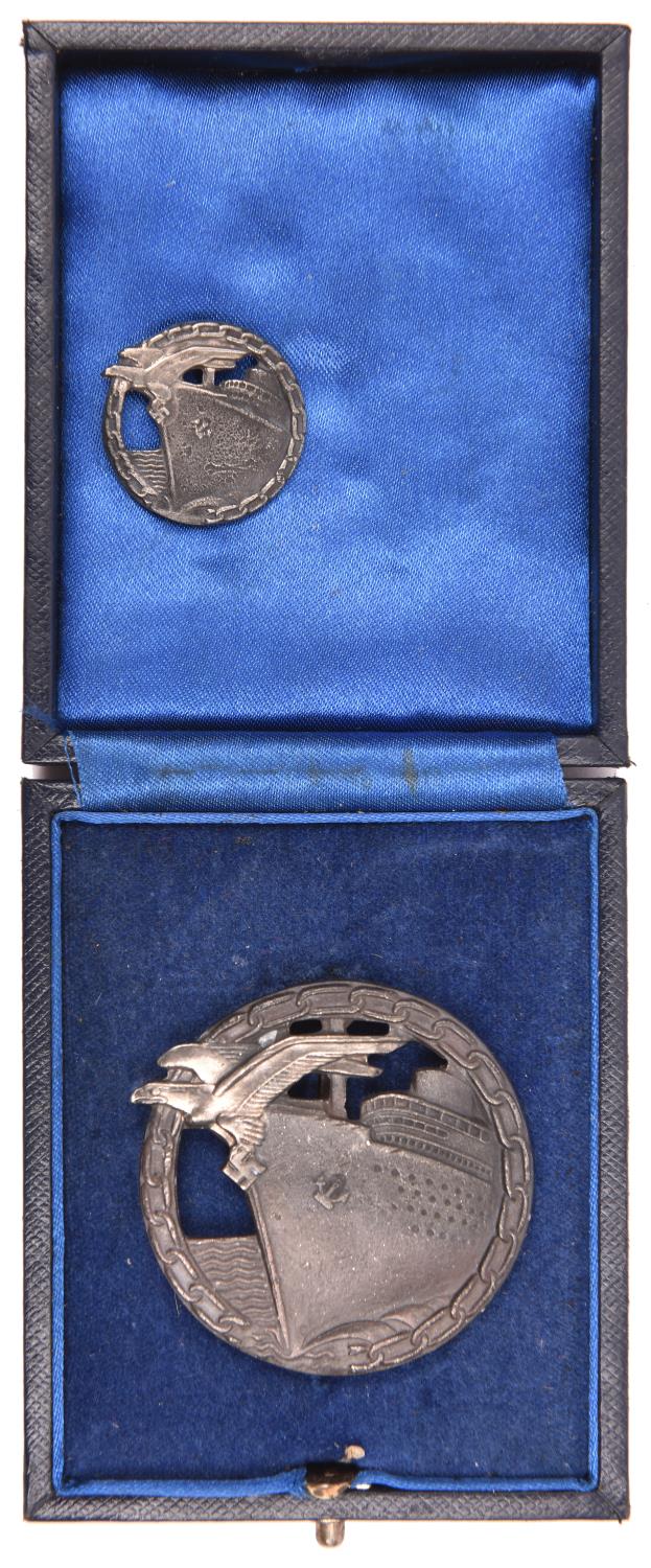 A Third Reich Blockade Runners award, bronzed finish with silver washed eagle, marked on reverse "