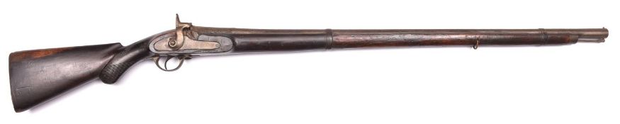 An Indian 16 bore percussion gun, the 37" barrel from a torador, with typical thick heavy breech and