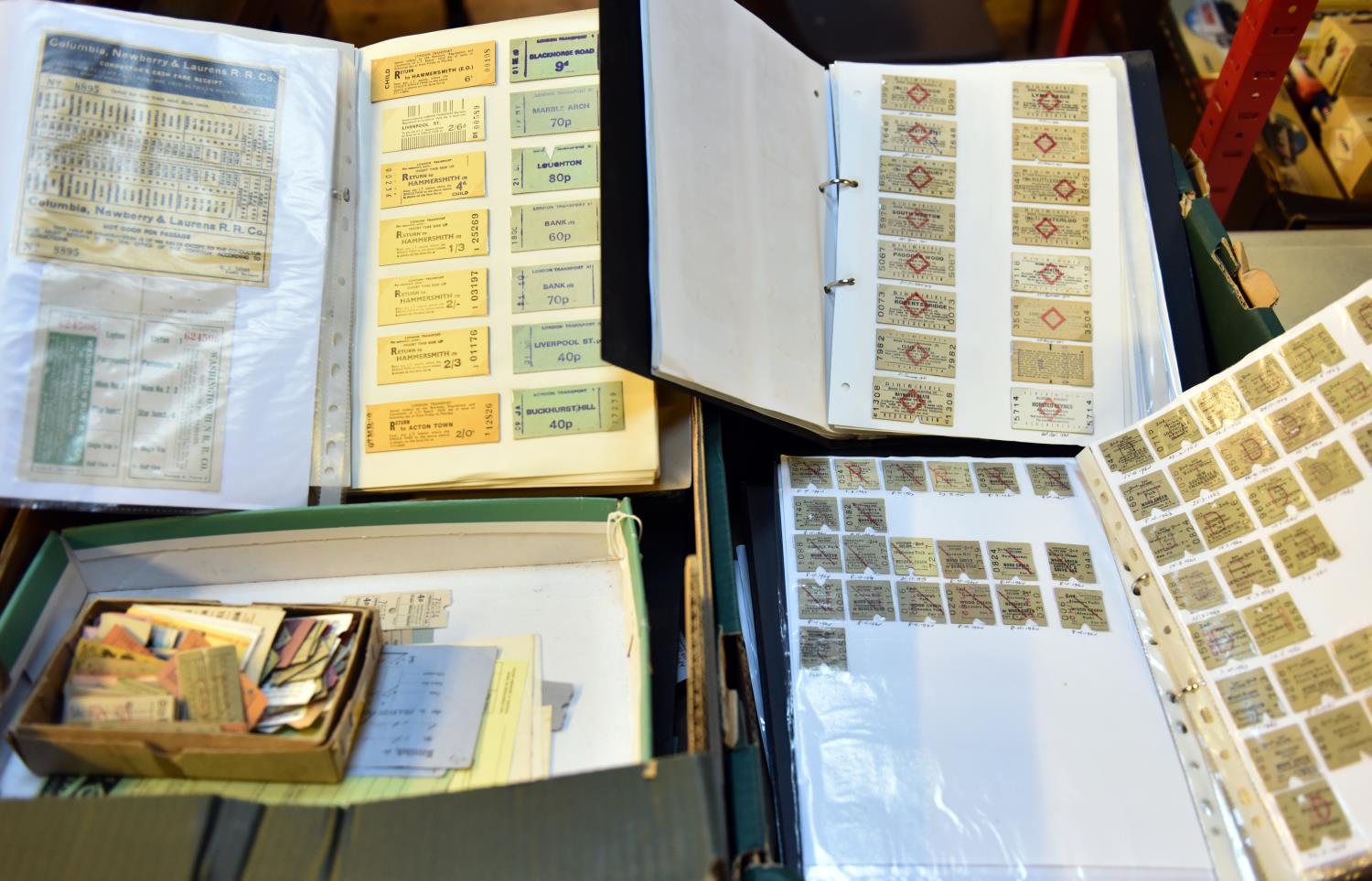 8x folders of railway and bus tickets. Including 1960s London Transport, Gosport & Fareham Omnibus