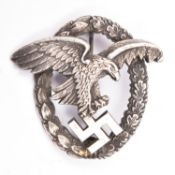 A Third Reich Luftwaffe Observers badge, heavy nickel construction, silvered. GC £30-40