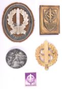 A Third Reich SA Military sports badge, 2nd issue; an SA 1938 Hochland Gruppe badge; SA matchbox
