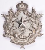 A Scottish Rifles (Cameronians) officer's silver cross belt plate, with silver back plate and 4