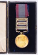 Sutlej Medal for Moodkee 1846, glazed gilt specimen with 3 clasps Ferozeshuhur, Aliwal and