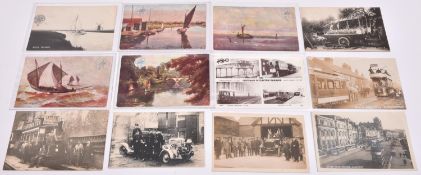 13x Railway and Transport related postcards. Including 5x Great Eastern Railway published postcards;