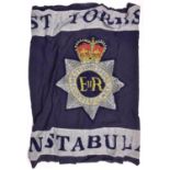 A flag of the West Yorks Constabulary 1968-74, approx 4' x 7½', blue, grey and yellow printed