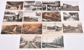 14x LNWR and other railway related postcards. Including; Castle Station Northampton, LNWR Signal