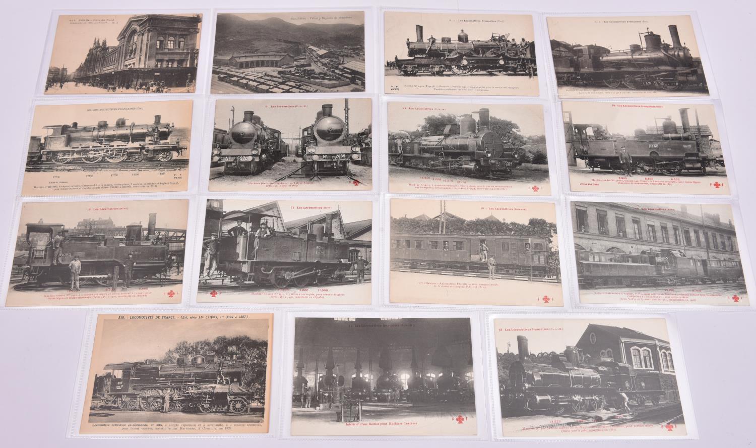 15x French Railway related postcards. Including; Paris Gard du Nord, Les Locomotives Francaises
