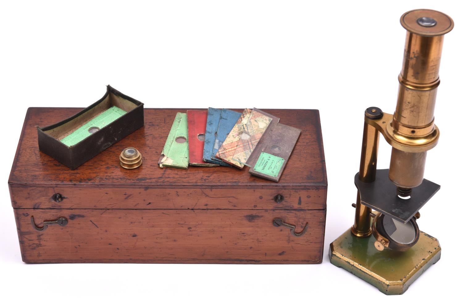 A late 19th Century/early 20th Century microscope. With alternative lens and 10x sides. In fitted - Image 2 of 2