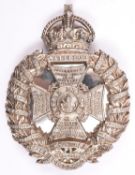 A Rifle Brigade officer's silver cross belt plate, with silver back plate and four original looped