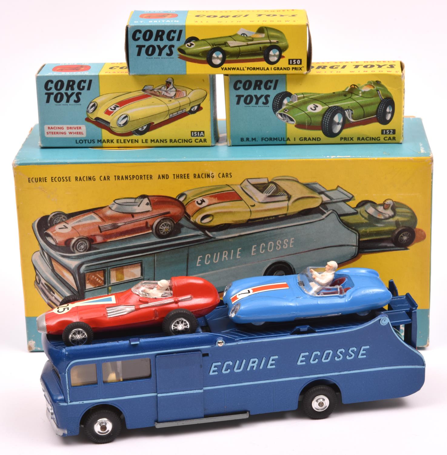 Corgi Major Toys Gift Set No.16. Ecurie Ecosse Racing Car Transporter and Three Racing Cars. - Image 2 of 2