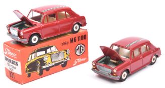 2 Tekno. Morris 1100 (831), finished in maroon with cream interior, chequered stripe to bonnet, roof