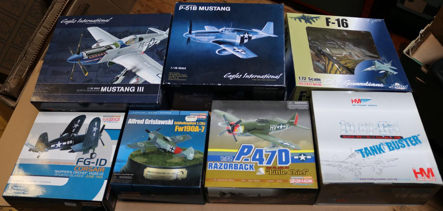 12 Military Aircraft by Dragon Wings, Hobby Master, Witty Wings etc. Fw190A-7, P47D Razorback, JU-87