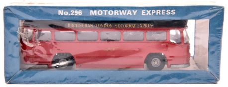 Budgie Motorway Express Coach (296). In red with silver wheels and black tyres. Boxed, with original