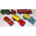 5 late 1940's/early 50's die-cast commercial vehicles by British manufacturers. 2x L.D.C.W. one a