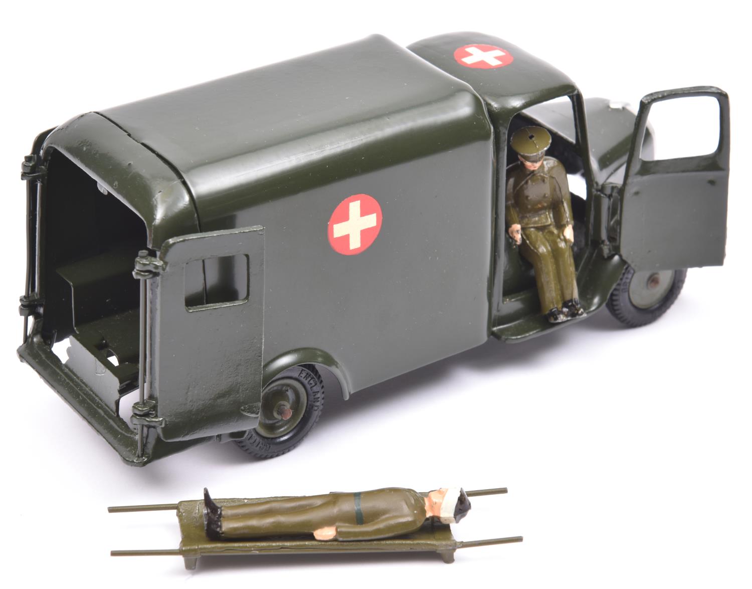 A Britains Army Ambulance with driver and wounded man on stretcher. No.1512. Vehicle in gloss - Image 2 of 2