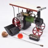 Mamod Traction Engine TE1. An example in green, red and black livery, boxed with accessories and