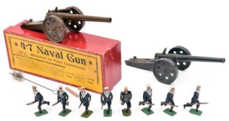 10 Britains Naval items. A boxed 4.7 Naval Gun. Together with another unboxed example. Plus 8x