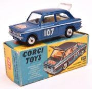 Corgi Toys Hillman Imp in Monte Carlo Trim (328). In metallic dark blue with white flash and cream