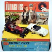 Corgi Toys The Avengers Gift Set No.40. Comprising John Steeds Vintage Bentley & Emma Peel's Lotus