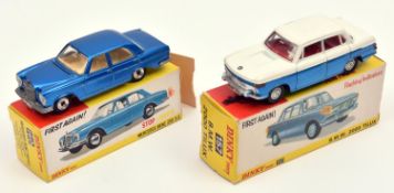 2 Dinky Toys. Mercedes Benz 250SE (160), finished in metallic blue, with cream interior. Plus a