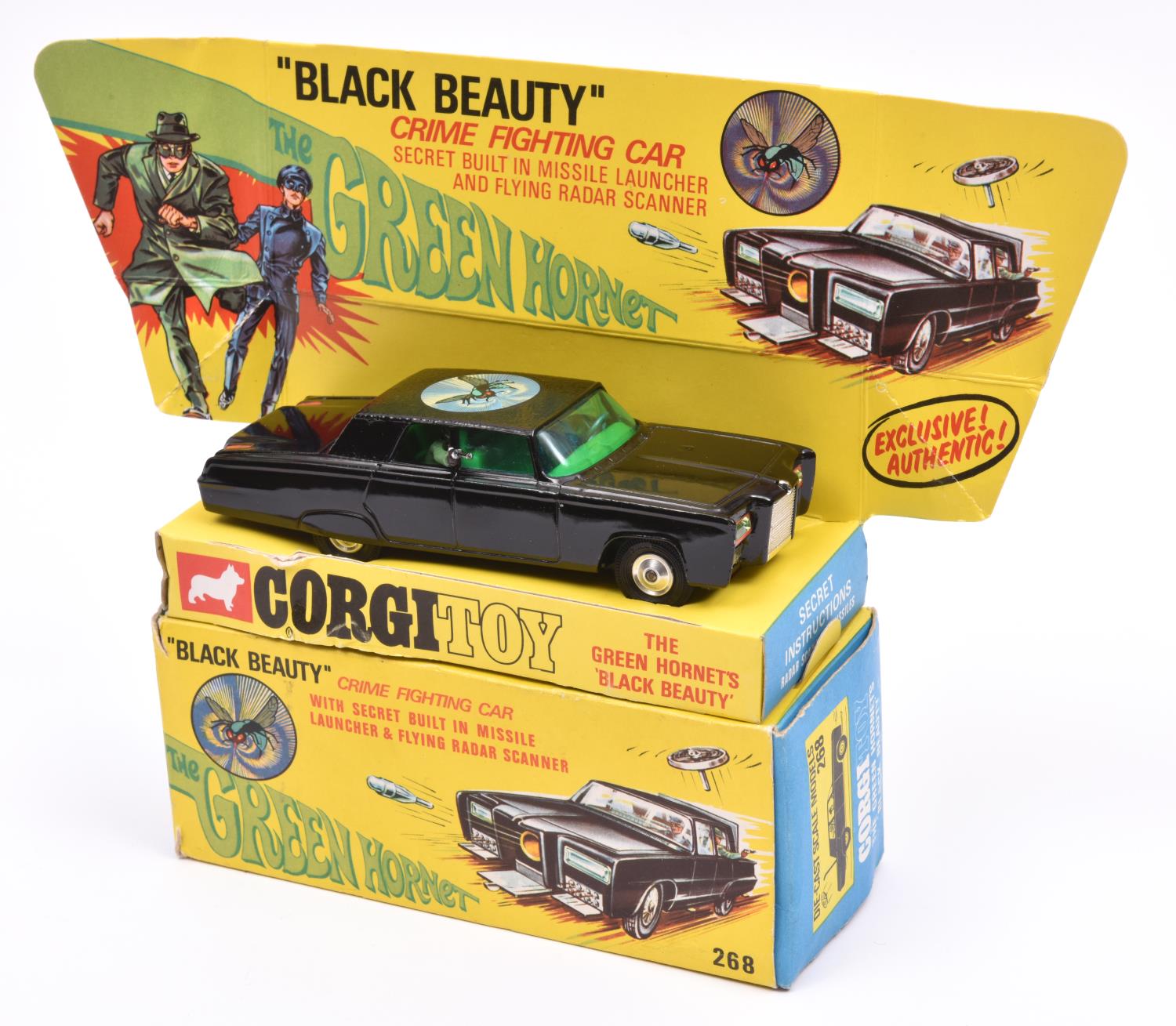 Corgi Toys The Green Hornet Black Beauty Crime Fighting Car (268). In black with motif to roof and