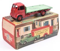 A Qualitoy Sunderland Flat Truck No.227. An example with red cab and chassis, with light green